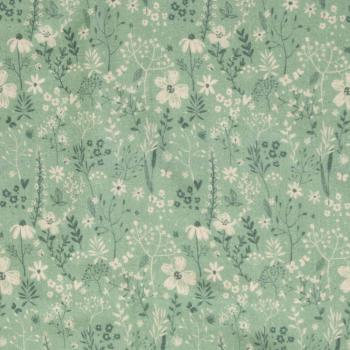 Joy - Double Gauze, Blumen, floral, lindgrün